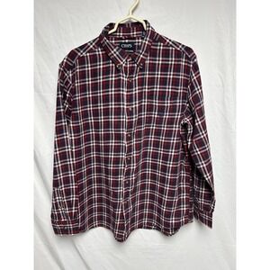 Chaps Brushed Flannel Shirt Red White Blue Plaid Outdoor Lumberjack Men's  XL